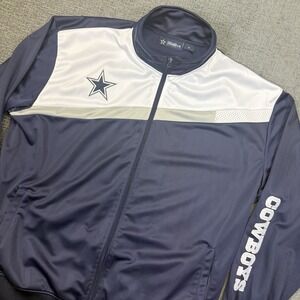 Dallas Cowboys Jacket Mens 3XL Navy Blue White Full‎ Zip Polyester NFL Football
